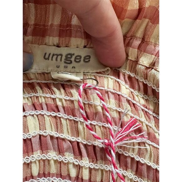 Umgee Women's Orange Gingham Sleeveless Jumpsuit Size M Casual Spring - Picture 5 of 6